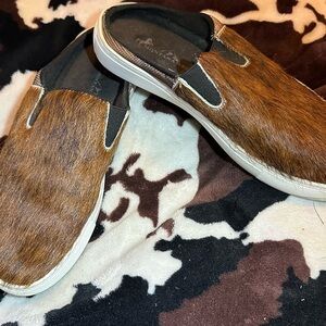 Montana West Brown and Black Hair-On Slip-Ons
